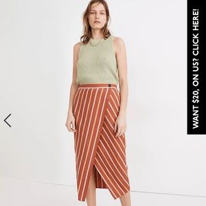 Madewell Linen-Cotton Overlay Skirt in Stripe XXS